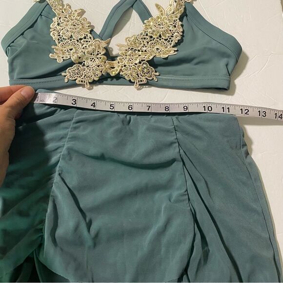 WEISSMAN solo Dance Costume 2 piece Sage green MT10241 S9771 top skirt SA adult - Picture 7 of 13